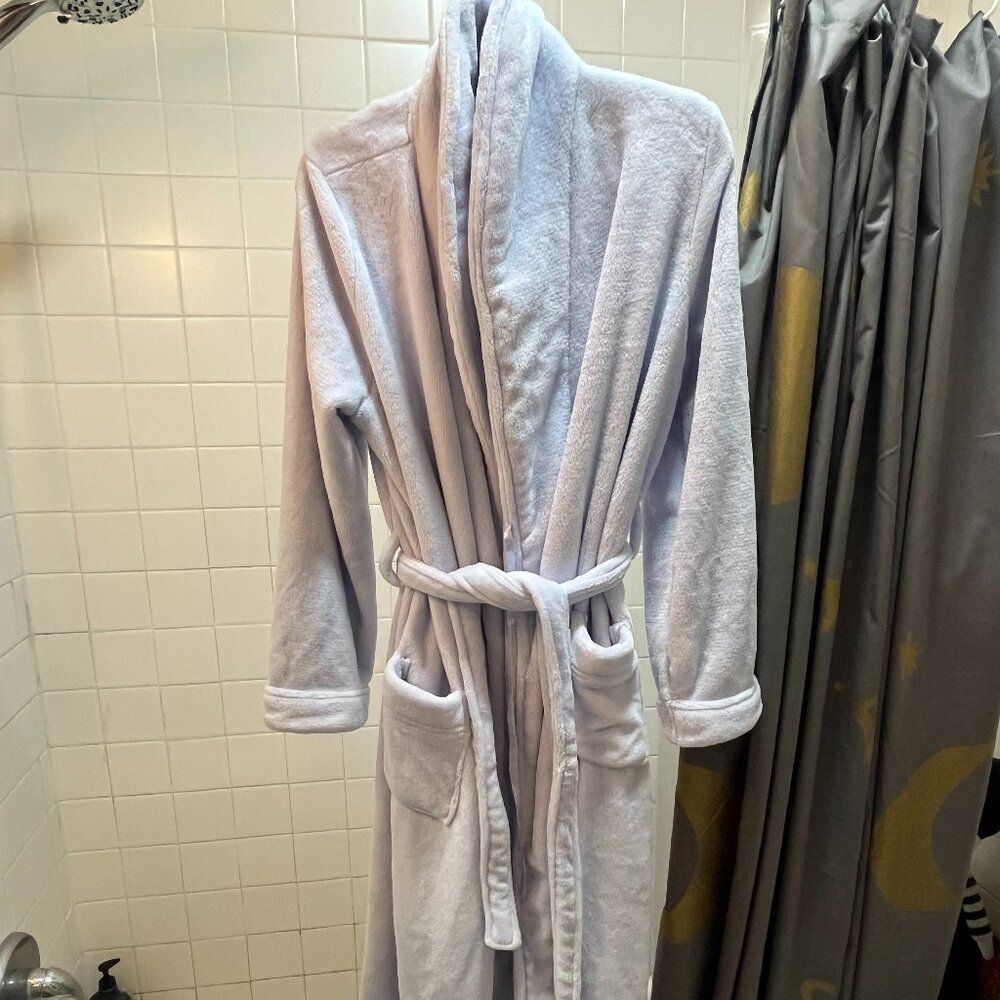 Nordstrom Plush Fleece Robe Medium Light Blue Spa Bathrobe Belted